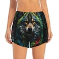 thumbnail image 2 of Salouo Realistic Style Colorful Wolf Print Women's 2 in 1 Running Shorts Double-Layer Shorts Athletic Workout Gym Yoga Shorts Running Shorts for Women-XX-Large, 2 of 7