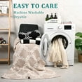 thumbnail image 5 of Junovo Checkered Throw Blanket for Couch Soft Cozy Fluffy Blanket,50"x60",Khaki-Lantern, 5 of 7