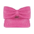 thumbnail image 2 of Straw Bow Purse Women Clutch Bag Bohemian Crescent Clutch Foldable Bow Handle Zipper Closure Straw Braided Handbag, 2 of 8