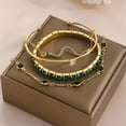 thumbnail image 5 of 4Pcs/Set Fashion Snake Green Gemstone Bangle Rhinestone Full Metal Bracelet For Women Birthday Party Christmas Gift Jewerly, 5 of 5