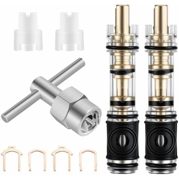 2 Pack Dual Seal 1225 Replacement Cartridge With 104421 Cartridge Removal Tool, for Moen 1225 1225B, One Handle Kitchen and Bathroom Faucet Cartridge, for Single Handle Faucet/Showers, Brass