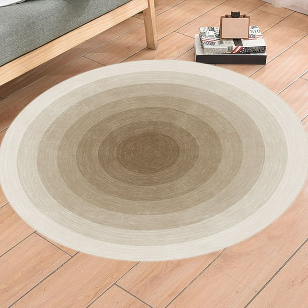 Alfombra redonda de 60 cm marrón para sala de estar, sofá de viento crema, mesa de café, dormitorio, cabecero, estudio, cojín insonorizante para el suelo