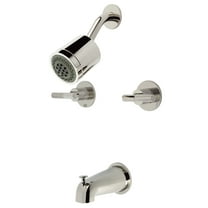 Kingston Brass KBX8146KNL Convergent Double-Handle Tub and Shower Faucet with Knurled Handle, Polished Nickel