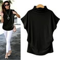thumbnail image 5 of Women's Elegant Short Sleeve Mock Neck Tie Back Blouse Top, 5 of 5