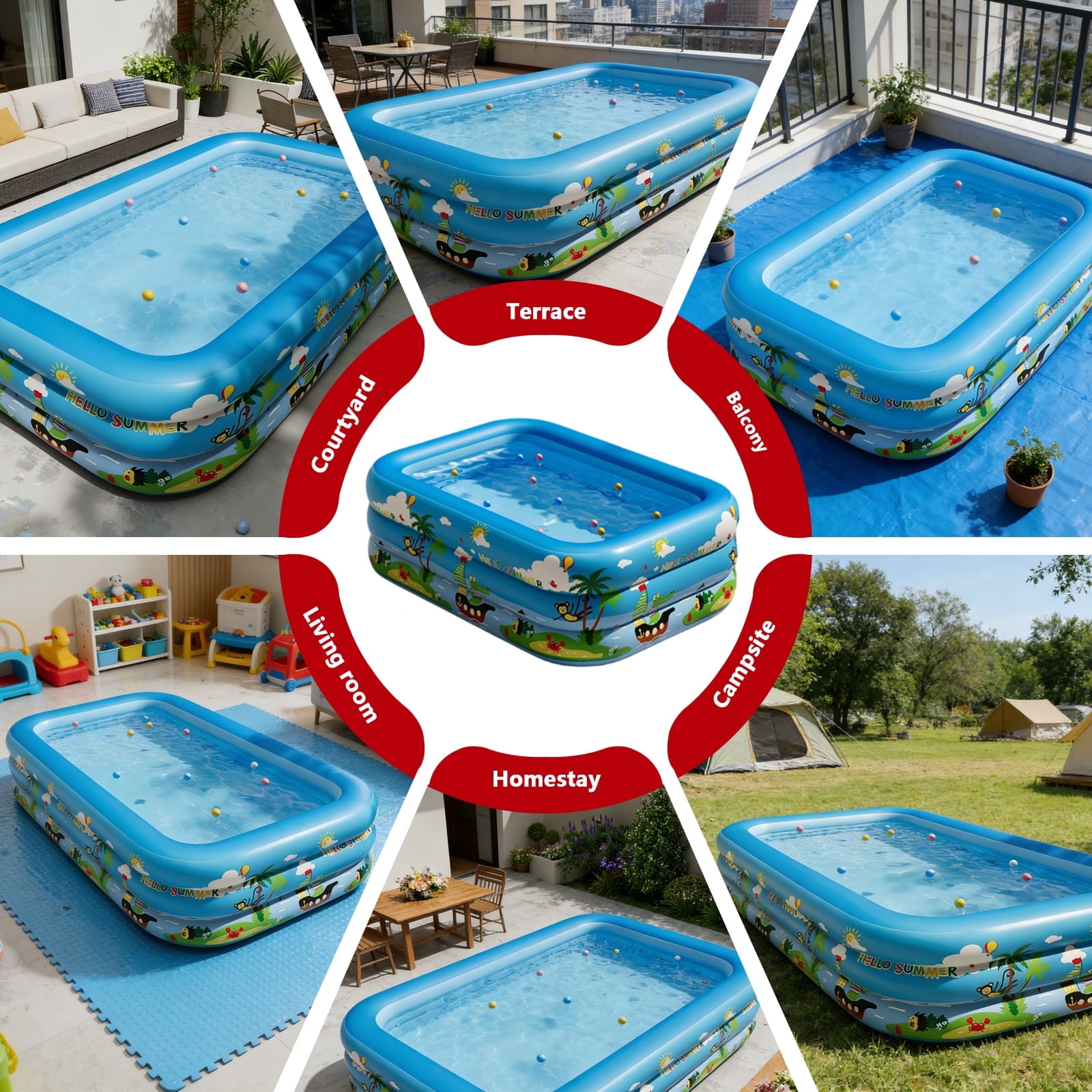 Arcticwind Inflatable Swimming Pool Oversized Thickened Blow Up Pool Easy Set 70" X 51" X 22" Family Swimming Pool Swimming for Garden,Summer Water Party Outdoor Backyard
