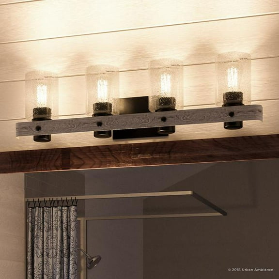 Urban Ambiance Luxury Farmhouse Bath Fixture, Size: 8-1/2"H x 32-7/8"W, with Urban Industrial Style Elements, Charcoal Finish, UHP2486