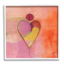 Bold Heart Circle Pattern Abstract Painting White Framed Art Print Wall Art
