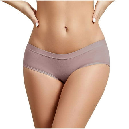 Scyoekwg Womens Underwear Cheeky Panties Ladies Panties Fashion Solid Color Mid Waisted Bikini Underwear Hipster Panties Seamless Breathable Briefs(Coffee XL)