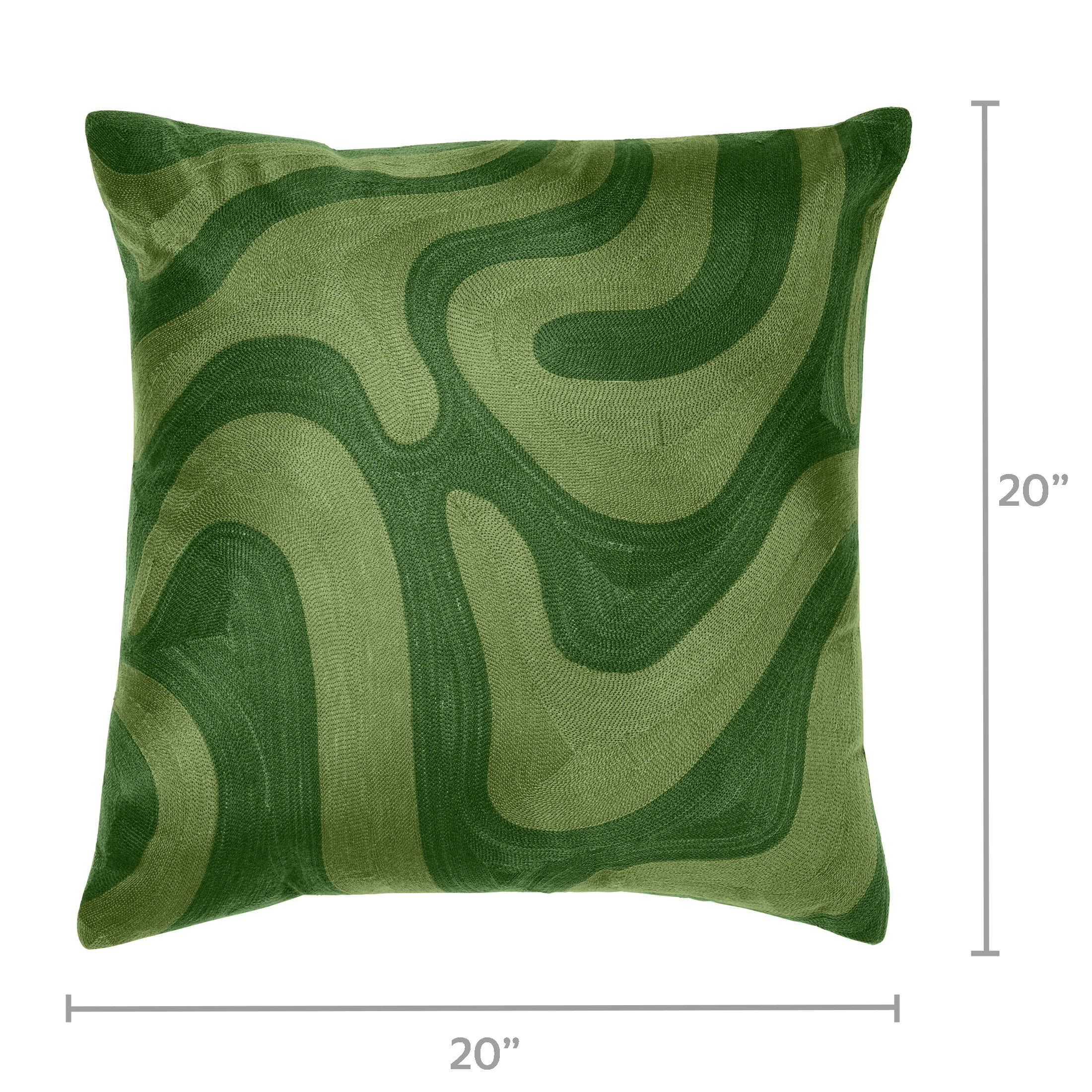 Temi Coker for Walmart Embroidered Decorative Pillow, 20 in x 20 in, Green