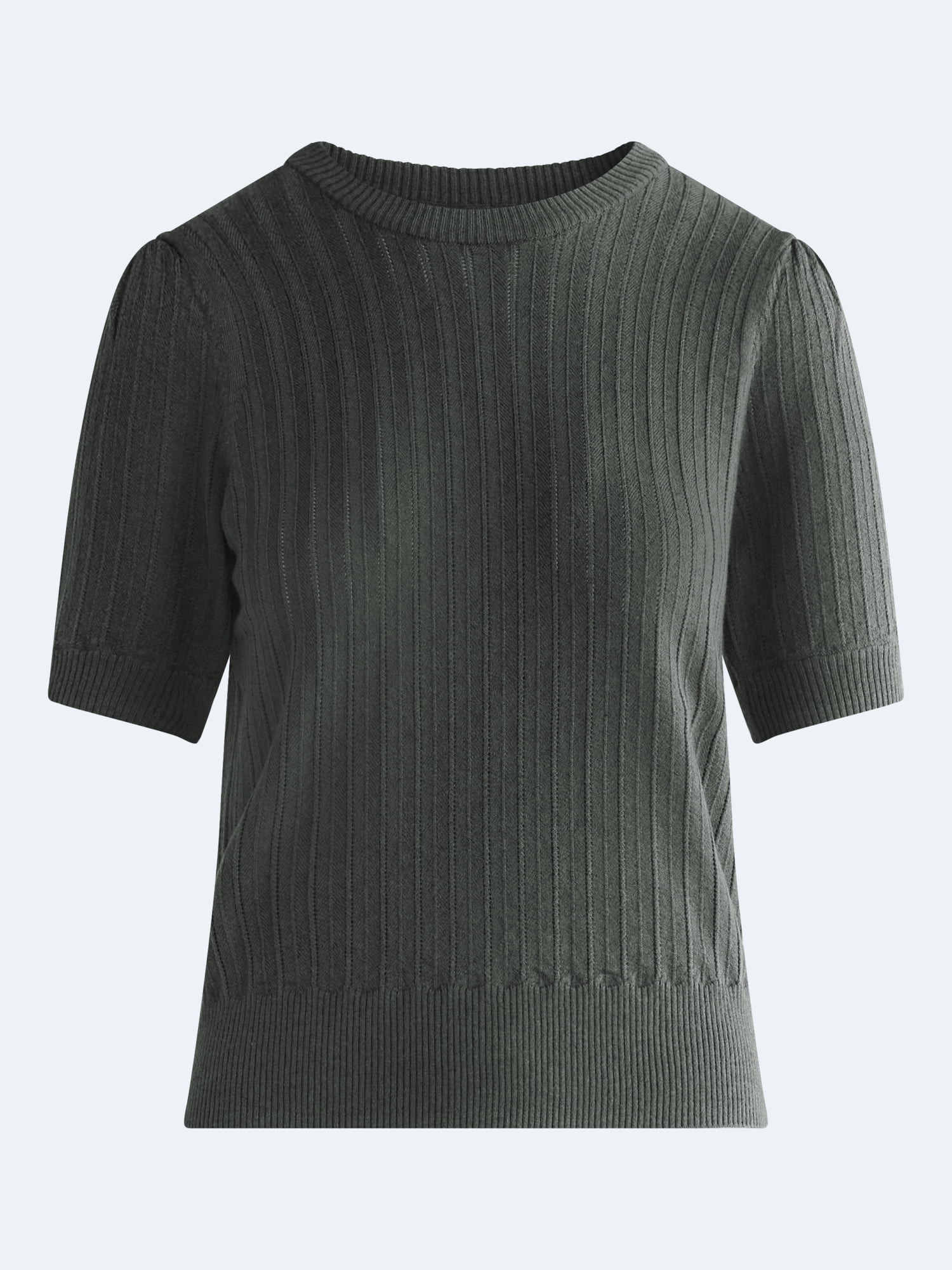 Free Assembly Women’s and Women's Plus Pointelle Sweater with Puff Sleeves, Sizes XS-4X