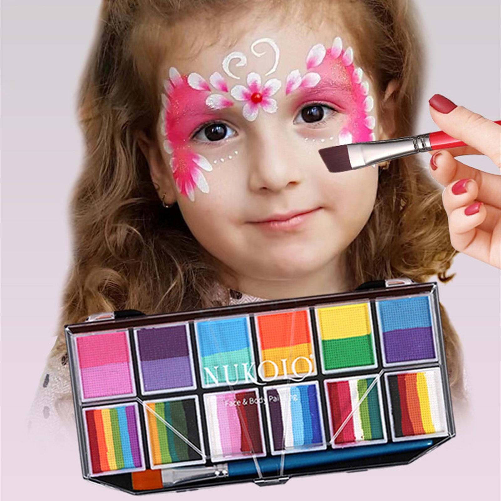 12x Artist Brushes Nylon Hair Paint Brushes Human Body Paint Brushes Face Painting Brushes Craft Supplies