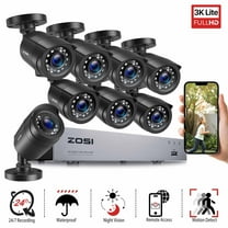 ZOSI H.265  8CH 5MP Lite DVR 1080P Home Security Camera System Outdoor, 8pcs 1080P 1920TVL Surveillance Weatherproof Bullet Cameras,80ft IR Night Vision,Motion Alert,Remote Access(No HDD , Wired)