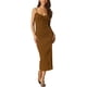 thumbnail image 2 of INSPIRE CHIC Vestido Cami de tirantes en V para mujer Bodycon marrón S, 2 of 6