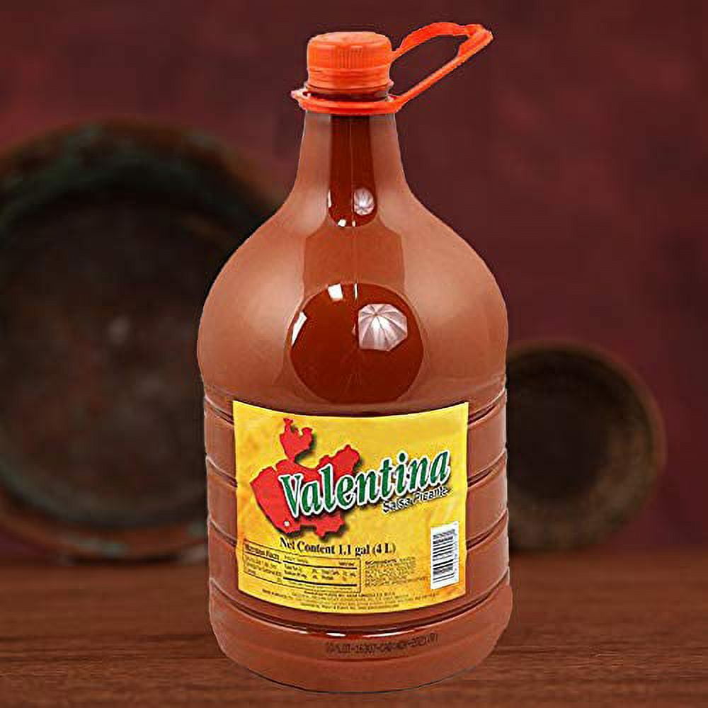 Valentina Mexican Hot Chile Sauce Spices Picante Salsa Seasoning Salt Spice Mix Made From Chili Peppers Perfect For Chips Fast Foods Lunch Snacks or More 4 Liters ( 1.1 Gallon )