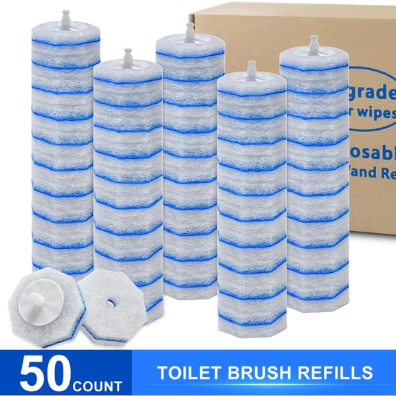 ZQZIQI 50 Count Toilet Wand Refills for Clorox Toilet Wand, 10X Cleaning Power to Toilet Bowl, High-Density Disposable Toilet Brush Scrubber—Easy Snap-On Design