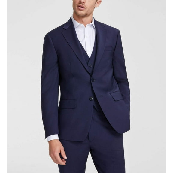 Calvin Klein Mens Slim fit Sport Coat Blazer 40 R Navy Blue Solid Stretch