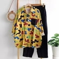 thumbnail image 3 of sunsanly 2 Pcs/Set Women Shirt Pants Set Colorful Print Lapel Long Sleeve Single-breasted Blouse Wide Leg Loose Elastic Waist Trousers Set Lady Casual Daily Outfit, 3 of 8