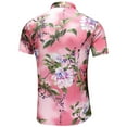 thumbnail image 4 of CEHVOM Chemise Hawaïenne à Manches Courtes pour Hommes, Col Montant, Imprimée, Décontractée, Boutonnée, Été, 4 of 5