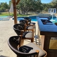 thumbnail image 4 of PURPLE LEAF Outdoor Bar Stool Set of 2, Wood-Grain Aluminum Rattan Wicker Bar Chairs with Backrest and Cushion, All-Weather for Kitchen, Patio, Pool, 4 of 10