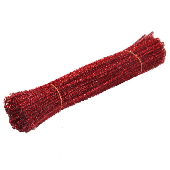 100Pcs Chenille Stems Sparkle Gold Pipe Cleaners for DIY Crafts,Flexible Glitter Twist Ties for Decorations and Art Projects,craft decorations,chenille sticks,Red,100Pcs