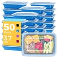 thumbnail image 3 of 50-Pack Reusable Meal Prep Containers 37oz with Lids, Leakproof Food-Safe Plastic, Microwave Freezer Dishwasher Safe, Easy-Open Lids, Takeaway Food Storage in Black, Blue, Purple, Pink, 3 of 10