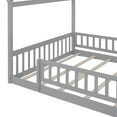 thumbnail image 3 of Full Size Montessori Bed, Pine Wood House Bed Frame with Roof & Full-length Guard Rails, Play House Floor Bed for Boys, Girls, Teen, No Box Spring Needed, Gray, 3 of 8