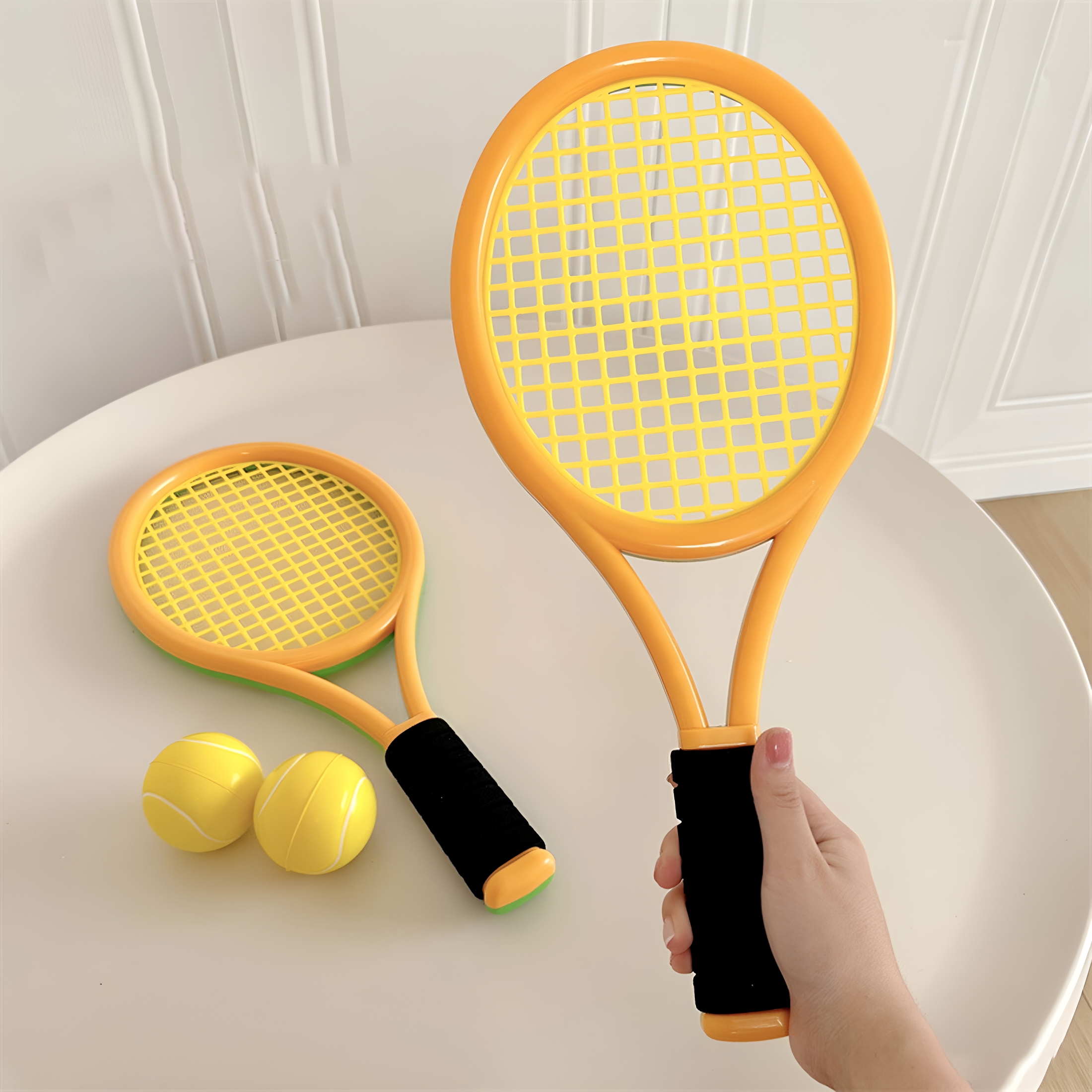 BESTSKY Tennis Racket Set for Children, 17 Inch Racquet with 2 Tennis Balls, 1 PVC Backpack and 2 Soft Balls for Toddler Indoor/Outdoor Sports