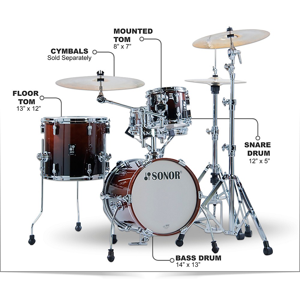SONOR AQ2 Martini Maple 4-Piece Shell Pack Brown Fade