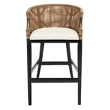 SAFAVIEH Brando Indoor Contemporary Rattan Bar Stool, Woven Back, Black Legs, White Cushion, Height 39 in. - Walmart.com