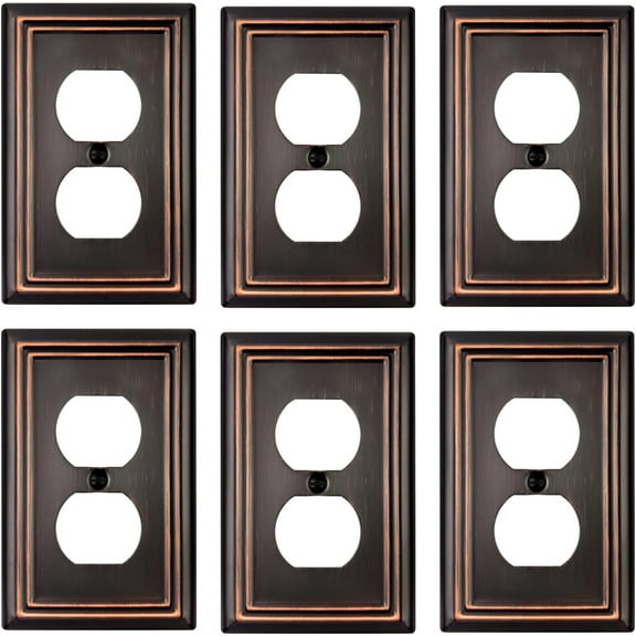 Osmanthus 6-Pack Duplex Wall Plates, Aged Bronze Outlet Covers, Metal Electrical Outlet Cover Plates, 3.15''*4.88'', Midsize