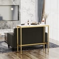 thumbnail image 3 of Andeworld Modern Rectangle Bar Table White Faux Marble Kitchen Dining Table 41" Bar Height Pub Table for Living Room Dining Room Entryway Console Table with Gold Metal Frame, 3 of 7