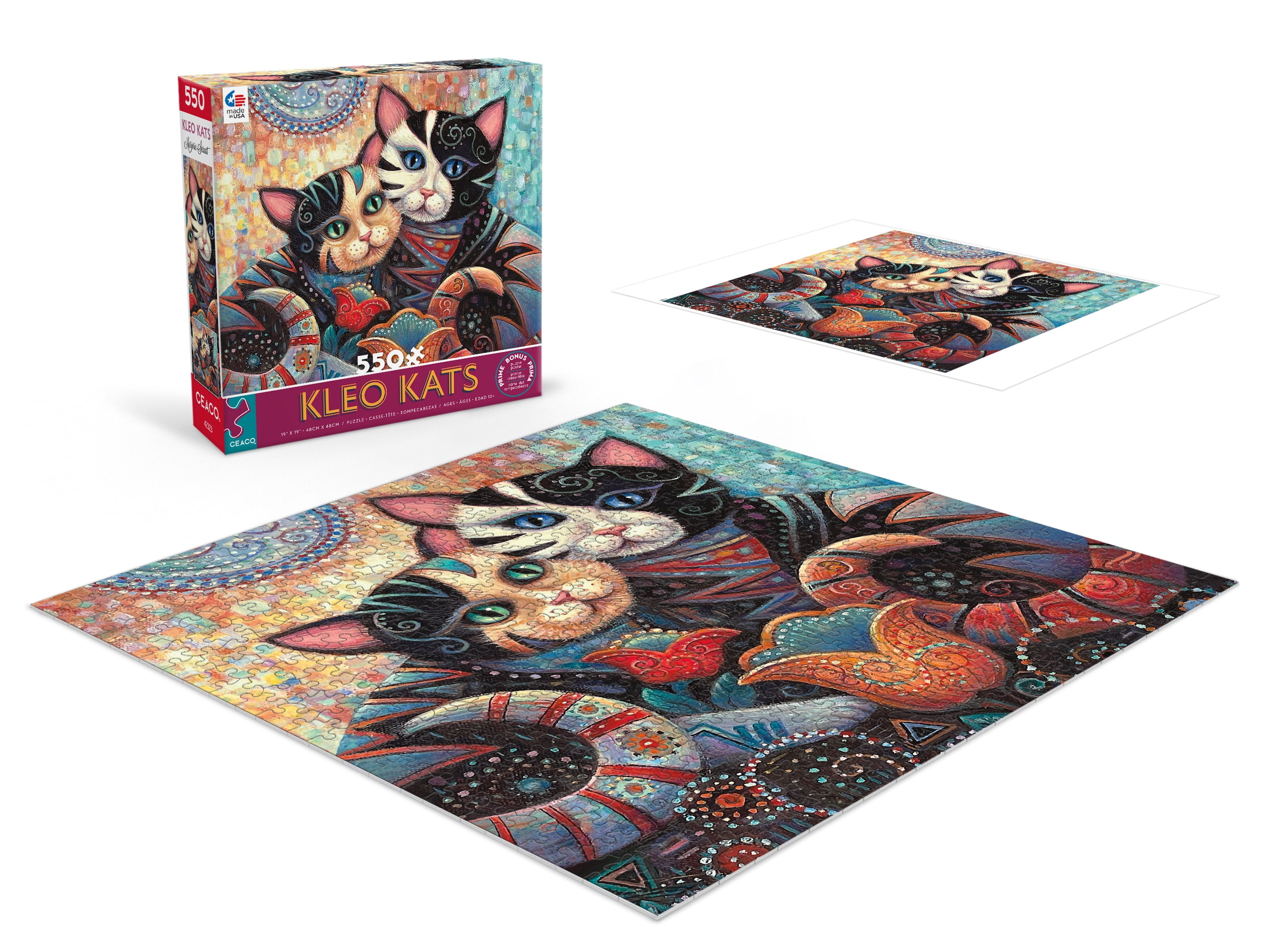 Ceaco 550-Piece Kleo Kats Kindred Spirits Interlocking Jigsaw Puzzle