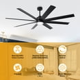 thumbnail image 6 of Parrot Uncle Modern 72" Windmill Black LED Smart Ceiling Fan, Alexa, and App Control, 3-CCT Ceiling Fan, 6 of 12