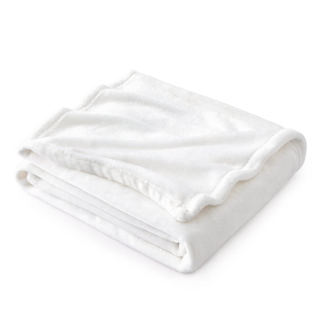 Manta de cama, forro polar blanco, 300 g/m², 130 x 150 cm