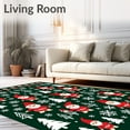 thumbnail image 2 of ODIKA 8'x10' Machine Washable Non-Slip Area Rug, Festive Gnome Village Winter Wonderland with Snowflake Motifs High Traffic Rug, Green, 623016, 2 of 7