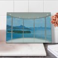 thumbnail image 2 of Landscape Cutting Board, Seascape Beach Seaside Hills Trees View from Window Picture Tropical Panorama, Decorative Tempered Glass Cutting and Serving Board, in 3 Sizes, by Ambesonne, 2 of 5