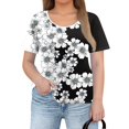 thumbnail image 4 of TQWQT Plus Size Tshirts for Women Summer Spring Fashion Crew Neck Short Sleeve T Shirts Plus Women Floral Print Dressy Casual Tunics 5x Women Plus Size Clothing Dark Gray L, 4 of 5