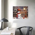 thumbnail image 3 of COMIO Christmas Canvas Wall Art with Wood Frames 16" x 12" Art Works Winter Poster Prints Farmhouse Snowman Hanging Wall Pictures Decoration for Holiday Living Room Bedroom Bathroom, 3 of 4