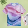 thumbnail image 4 of Purple Blue And Gold Wave Women's T-Shirt Short Sleeve T Shirts Tops Tee Ladies Loose T, 4 of 6