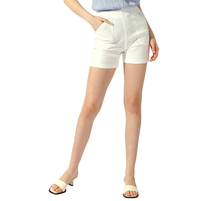 Pantalones cortos casuales INSPIRE CHIC para mujer con bolsillos, pantalones cortos atléticos de verano elásticos S blancos