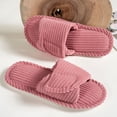 thumbnail image 5 of CIENVNSTG Womens Orthopedic Arch Support Fuzzy Adjustable Corduroy Memory Foam Open Toe Slippers Comfortable Non‑Slip Indoor Slides Supportive Footwear Hot Pink 43, 5 of 6