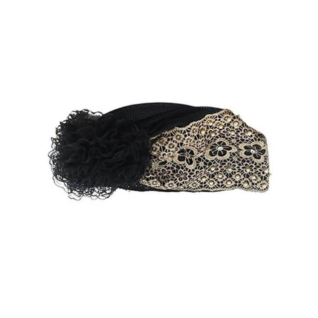 Diadema floral de encaje y perlas para mujer, diseño vintage, elástica, transpirable, banda ancha y suave, sujeción firme, ideal para el día a día, fiestas, Navidad y Año Nuevo, regalo