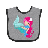 Inktastic Cute Mermaid, Little Mermaid, Pink Hair, Dolphin Girls Baby Bib