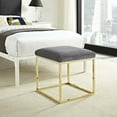 thumbnail image 2 of Modern Deco Contemporary Urban Design Living Room Lounge Club Lobby Accent Chair Ottoman, Velvet Fabric Metal Steel, Gold Gray, 2 of 5