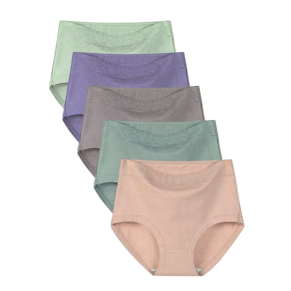 Buankoxy 5 Pack Women Cotton High Waist Panties Stretch Hipster Brief Underwear for Women, Size 6