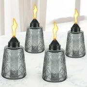 Outdoor Tabletop Flashlight, Glass Tabletop Flashlight Jar with Wick and Lid, Garden Citronella Torch Outdoor Flame Light for Patio Garden Decoration, Party, Patio, Landscape