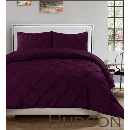 Hudson 3 Piece Pintuck Comforter Set Luxurious Pinch Pleat Wrinkle