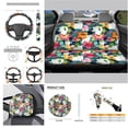 thumbnail image 4 of Uorisanigo White Cat Flower Automotive Steering Wheel Cover Pillowcase for Cars Water Coaster Gear Lever Cover+Hand Brake Cover Front and Rear Cushion Covers Universal Fit 11 PCS, 4 of 7