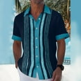 thumbnail image 2 of Inglocry Cuban Guayabera Shirts for Men Short Sleeve Casual Button Down Shirt Band Collar Beach Camp Striped Mexican Shirt Sky Blue 3XL, 2 of 5
