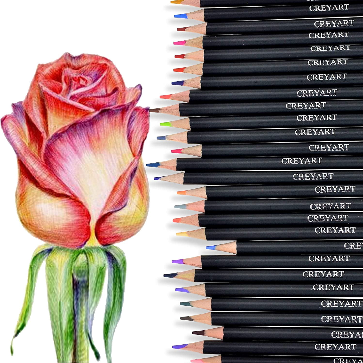 Colored Pencils Set of 120   Pre-Sharpened Nontoxic Art Supplies for Kids and Adults - Soft and Thick Oil Based Leads   120 Colors in Tin Box - By Creyart